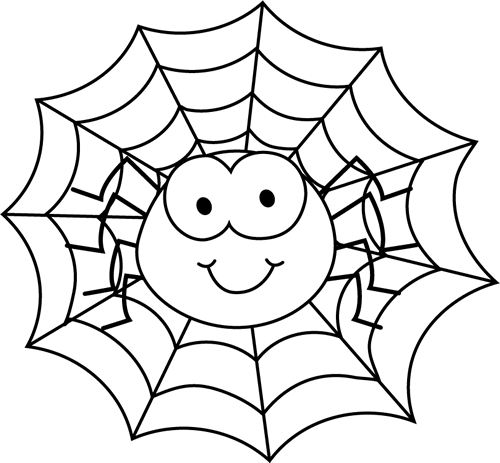 Black and white spider in a web clip art black and white spider