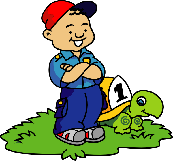 Boy and turtle clip art at vector clip art online