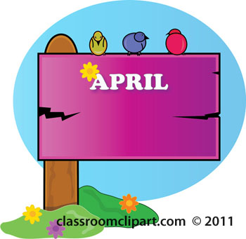 Calendar april month sign classroom clipart