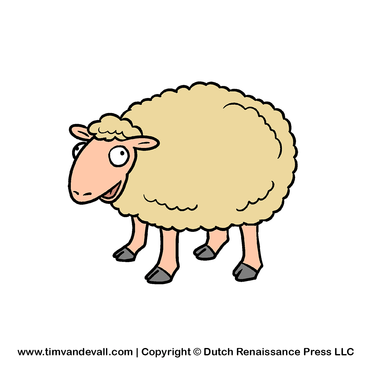 Cartoon sheep on the meadow vector clipart free clip art images
