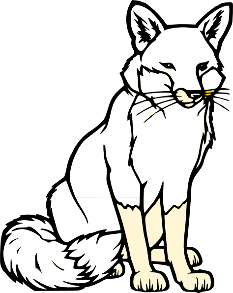 Black and white fox clip art at vector clip art online