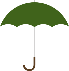 Green cartoon umbrella clipart