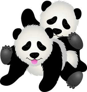 Pandas clipart image clip art illustration of two baby panda