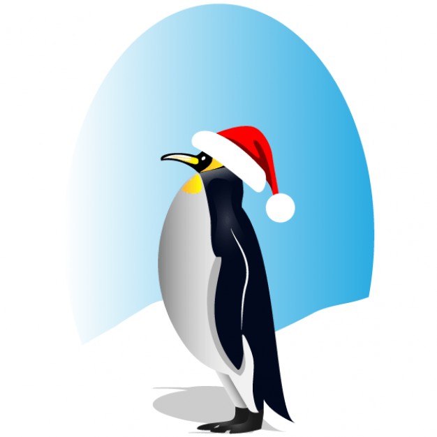 Penguin with red santa hat vector clip art vector free download