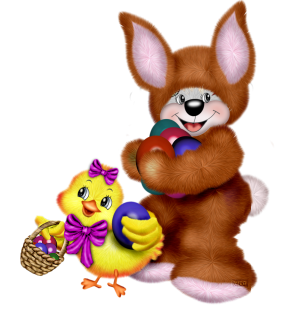 Easter bunny and chicken clipart 0