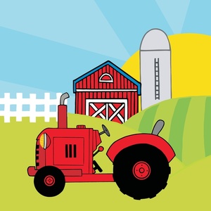 Tractor clipart image red tractor on a farm