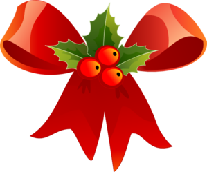Christmas bow with holly clip art at vector clip art