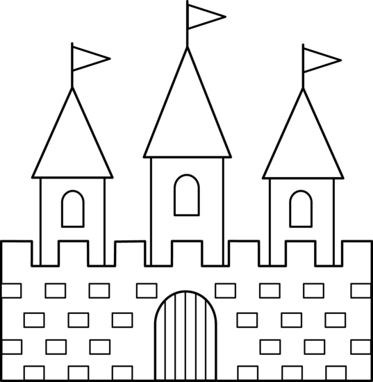Colorable castle line art free clip art