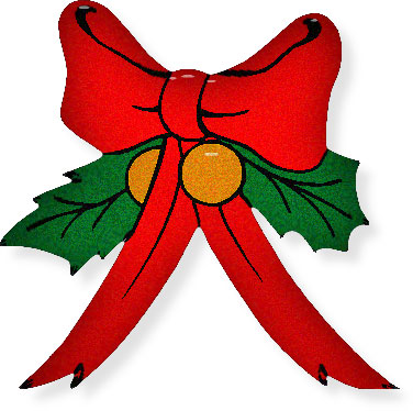 Free christmas clipart red ribbon with holly