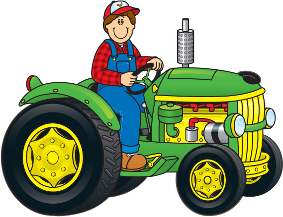 Tractor and farm background clipart