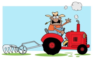 Tractor clipart image farmer on tractor plowing the fields