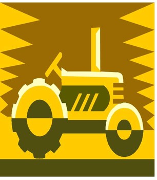Tractor with yellow background clipart