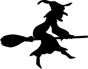 Witch clipart image an old hag wicked witch flies on her