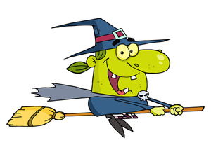 Witch clipart image wicked witch with green skin riding her