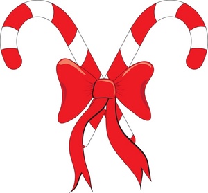 Candy cane clipart image candy canes with a bow