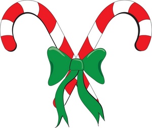 Candy cane clipart image candy canes with a green bow