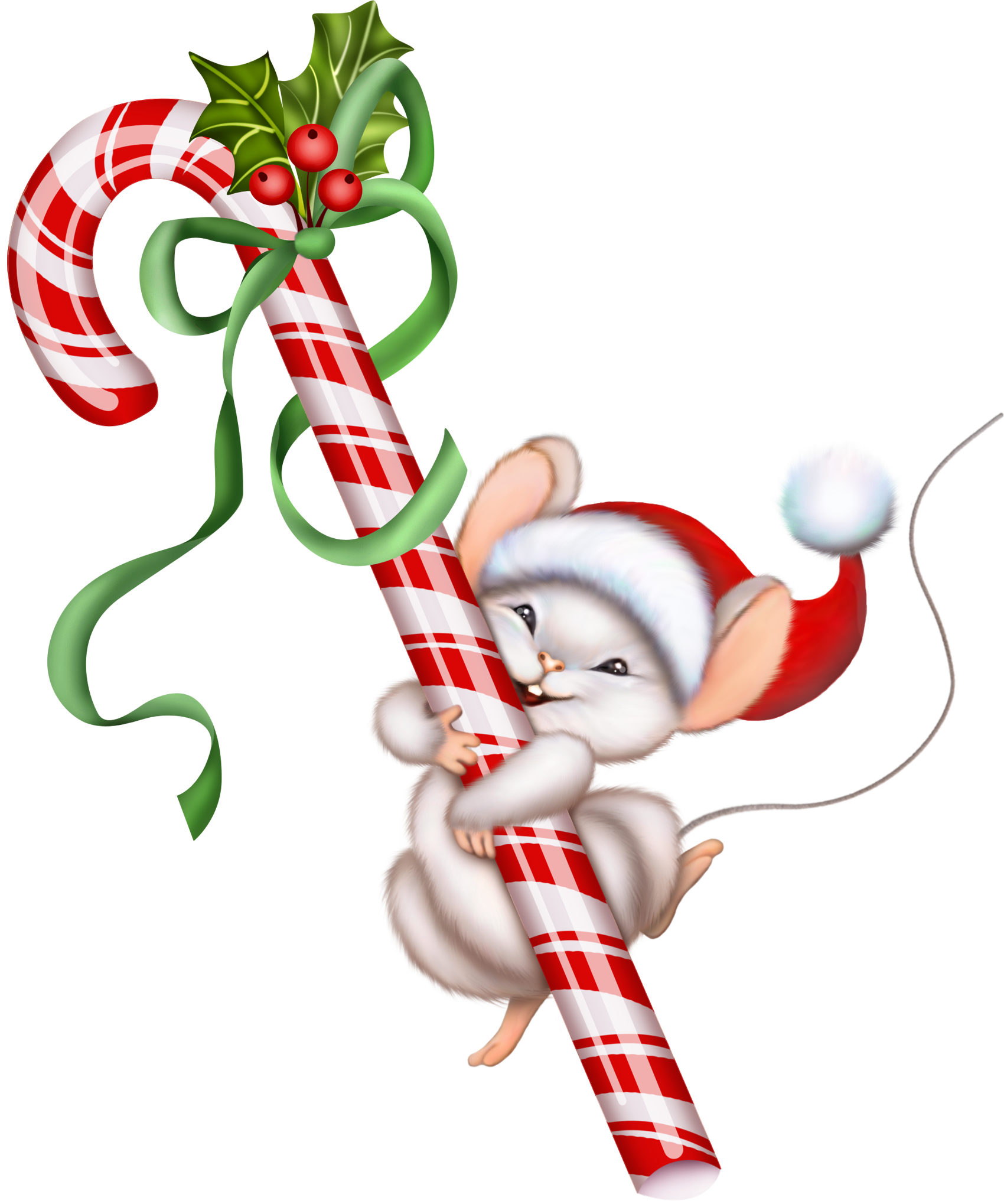 Christmas candy cane and mouse clipart 0