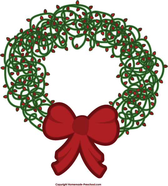Christmas lights wreath clipart