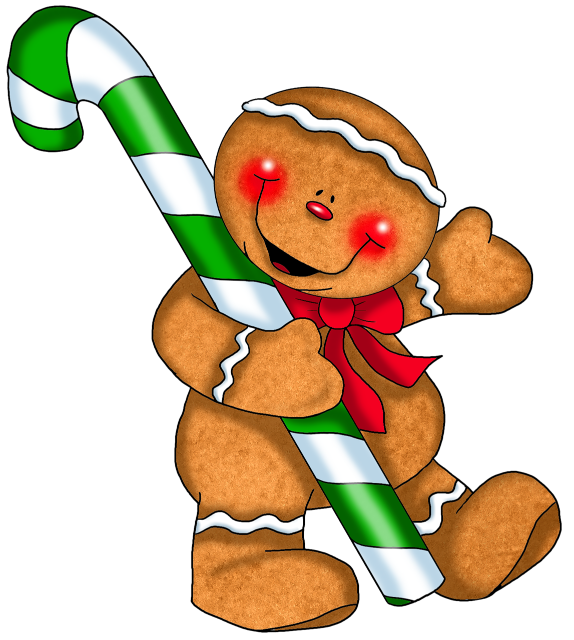 Gingerbread ornament with candy cane clipart 0