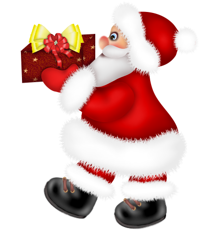 Santa claus with red present clipart 0