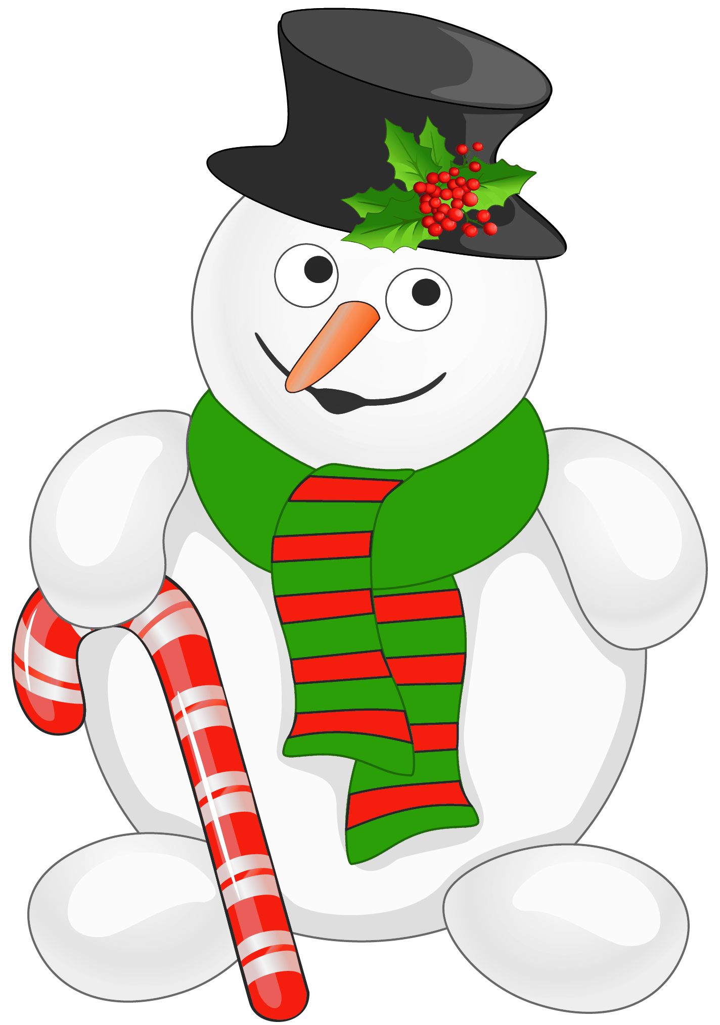 Snowman with candy cane clipart 0