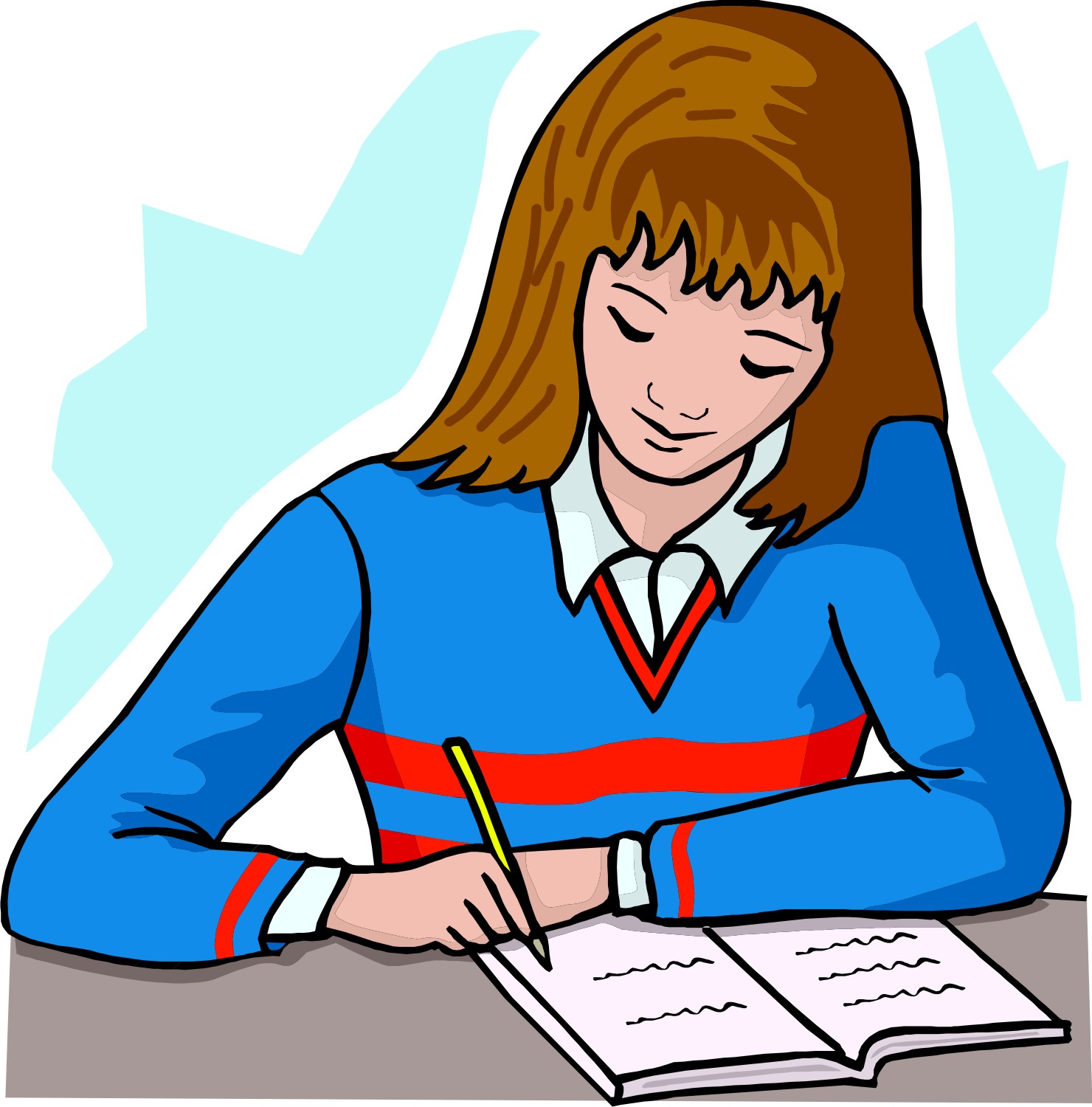 Student working clipart 2