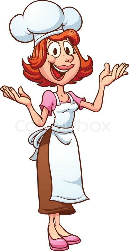 Chef mom vector clip art illustration with simple gradients all