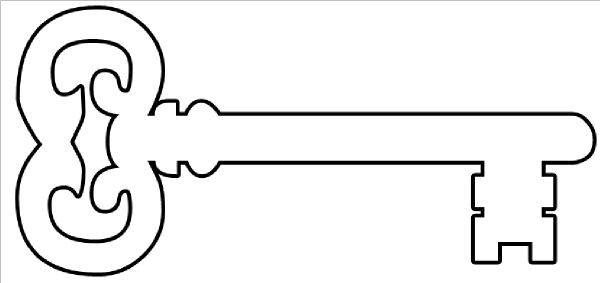 Golden key outline clip art at vector clip art