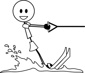 Water skier clipart image stick figure girl or woman on water