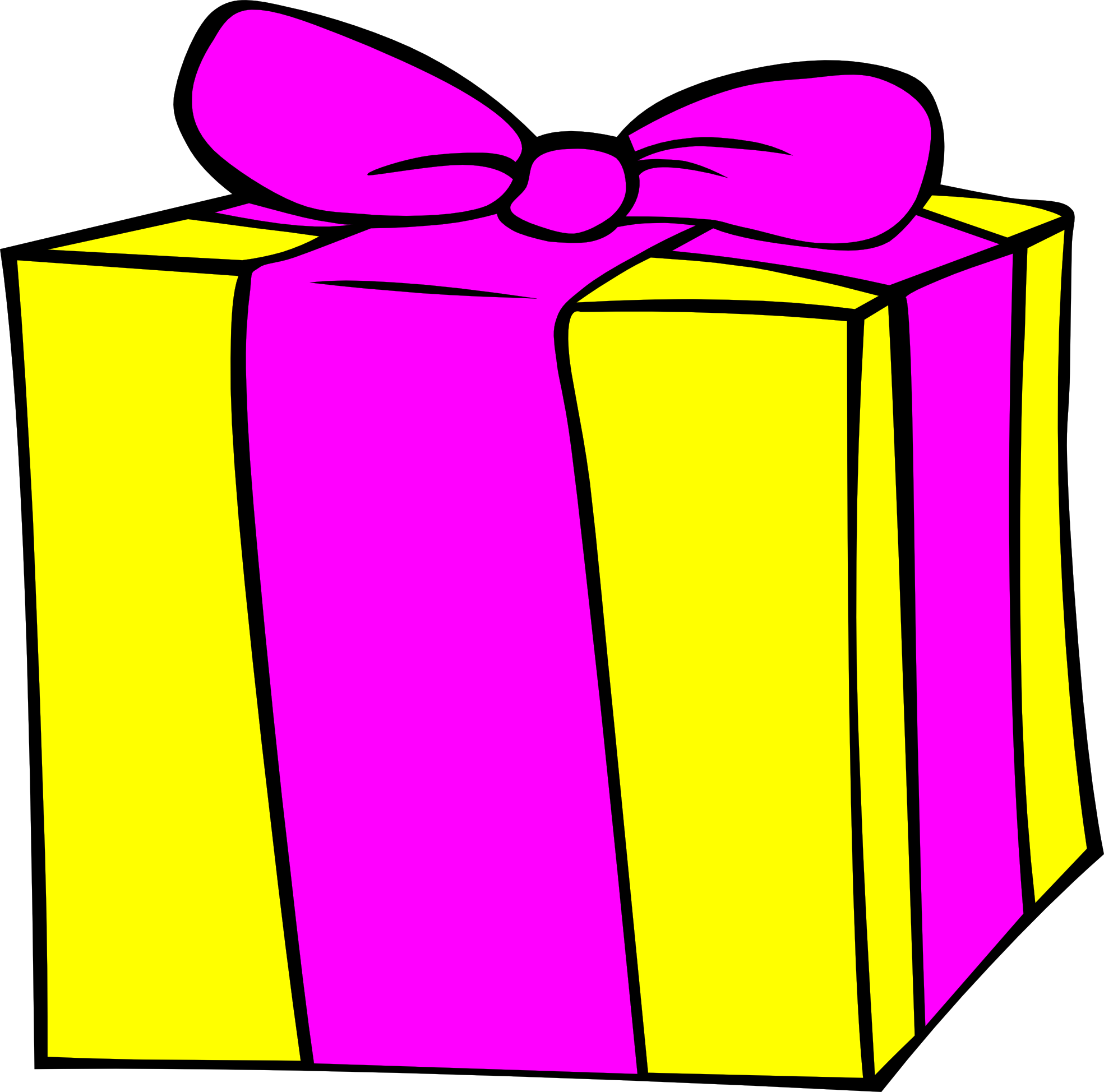Birthday present clipart black and white free
