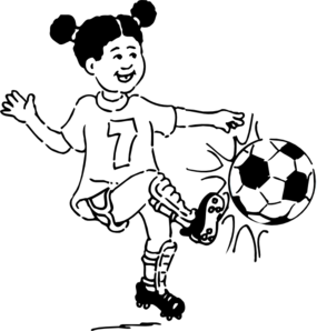 Football player girl playing football outline clip art at vector clip