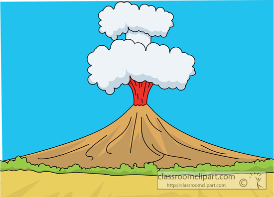 Geography volcano with lava ashes classroom clipart