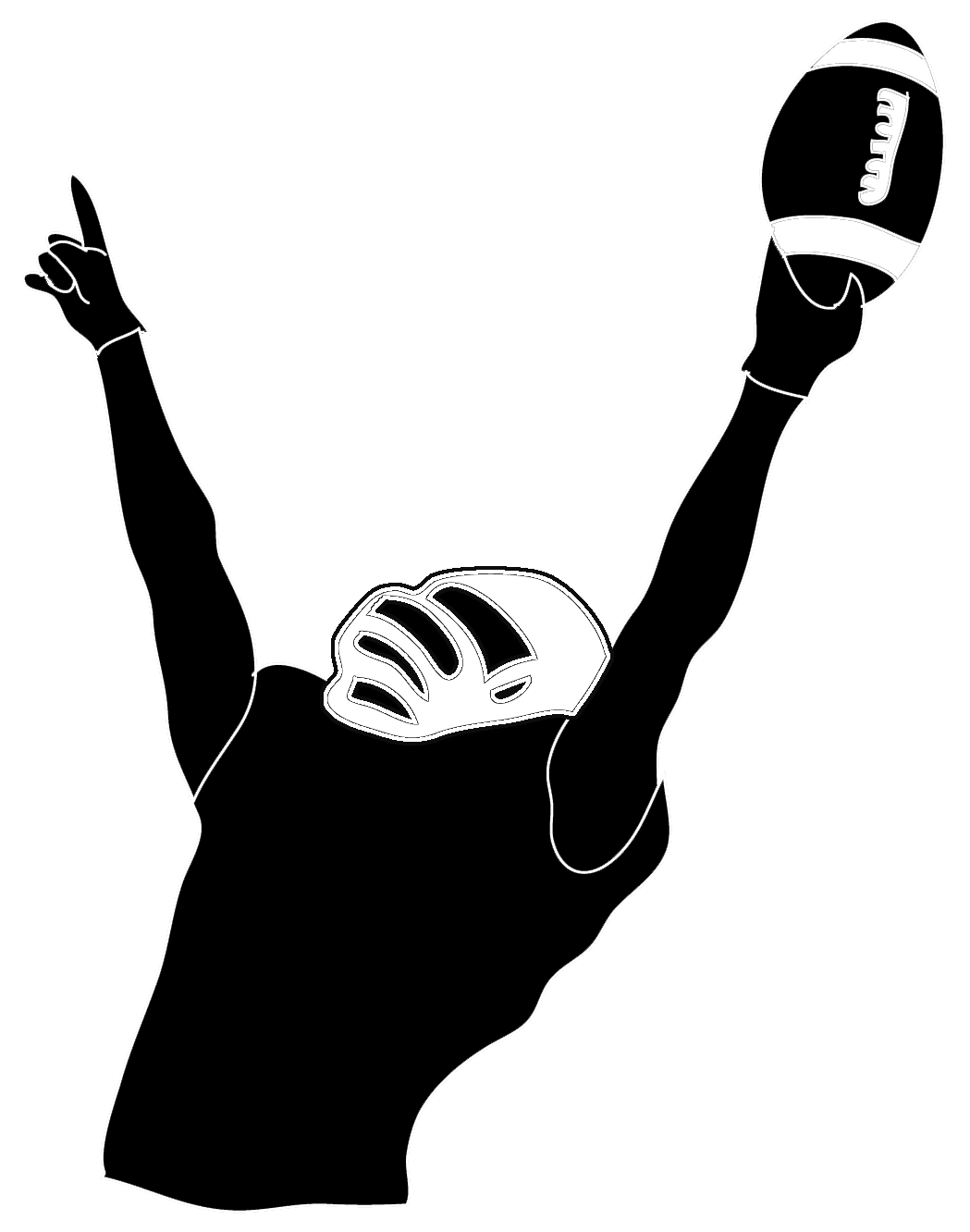 Silhouette football player clipart clipart