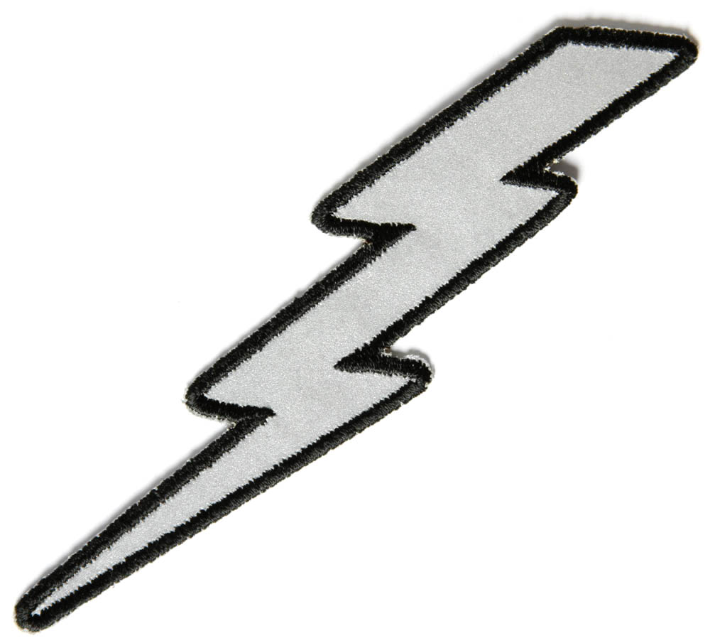 Reflective lightning bolt left patch embroidered iron on patch clip art
