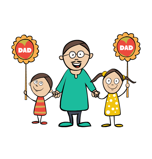 Clip art fathers day boy girl father happy family