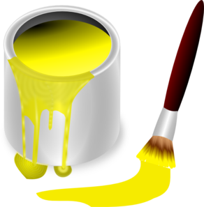 Paintbrush yellow paint with paint brush clip art at vector clip