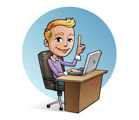 Vector character with laptop clip art