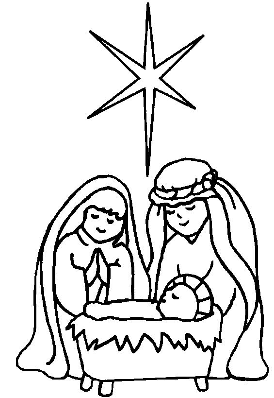 Christmas nativity clipart black and white free