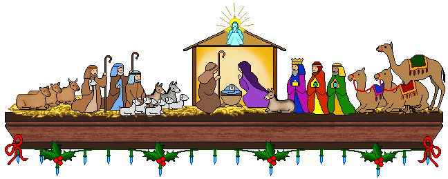 Mantle clip art christmas mantle with nativity scene