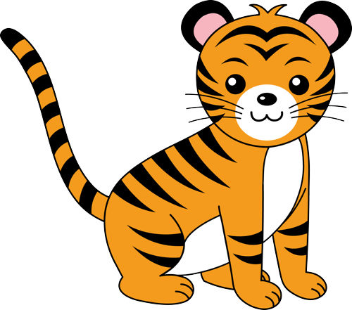 Baby tiger clipart black and white free clipart