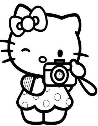 Hello kitty logo black and white clipart