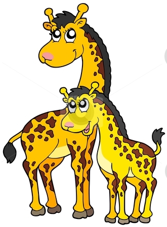 Female and baby giraffes free clipart images