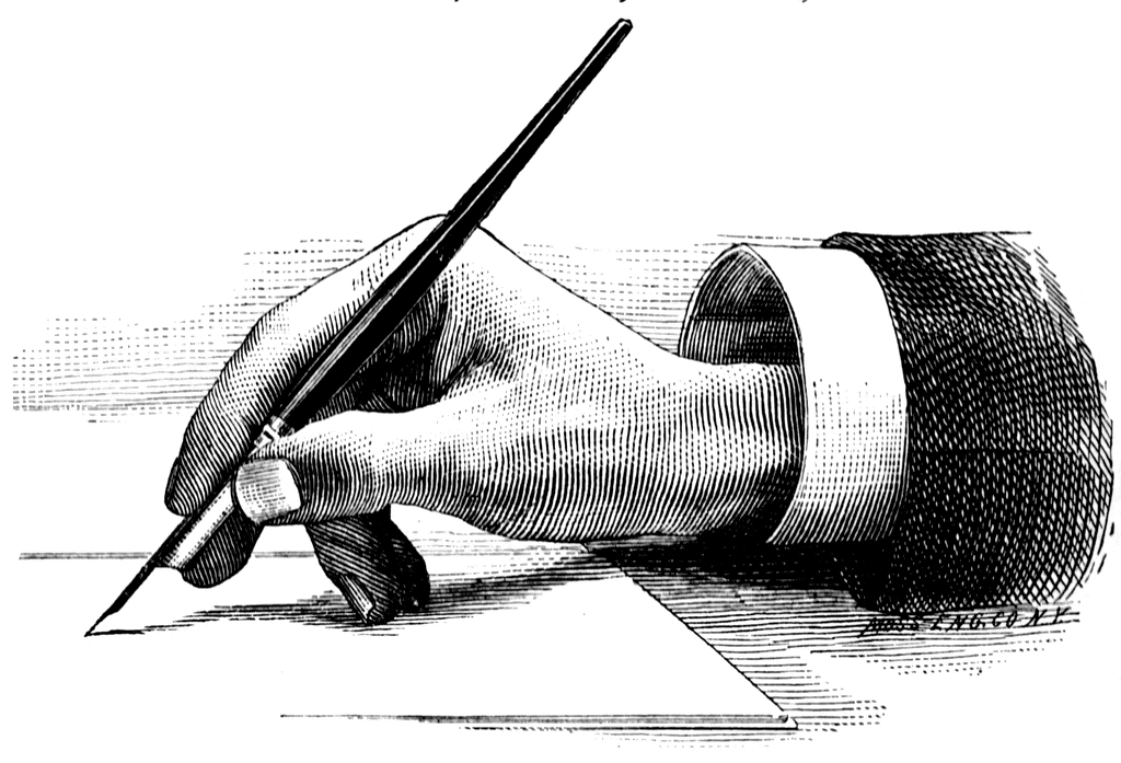 Ink pen hand holding a pen clipart etc