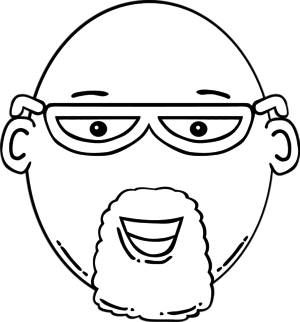 Man face beard glasses bald vector clip art