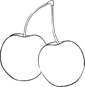 Cherry clipart image coloring page outline drawing of two cherries