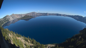 Crater lake photo clipart image wide angle view of crater lake