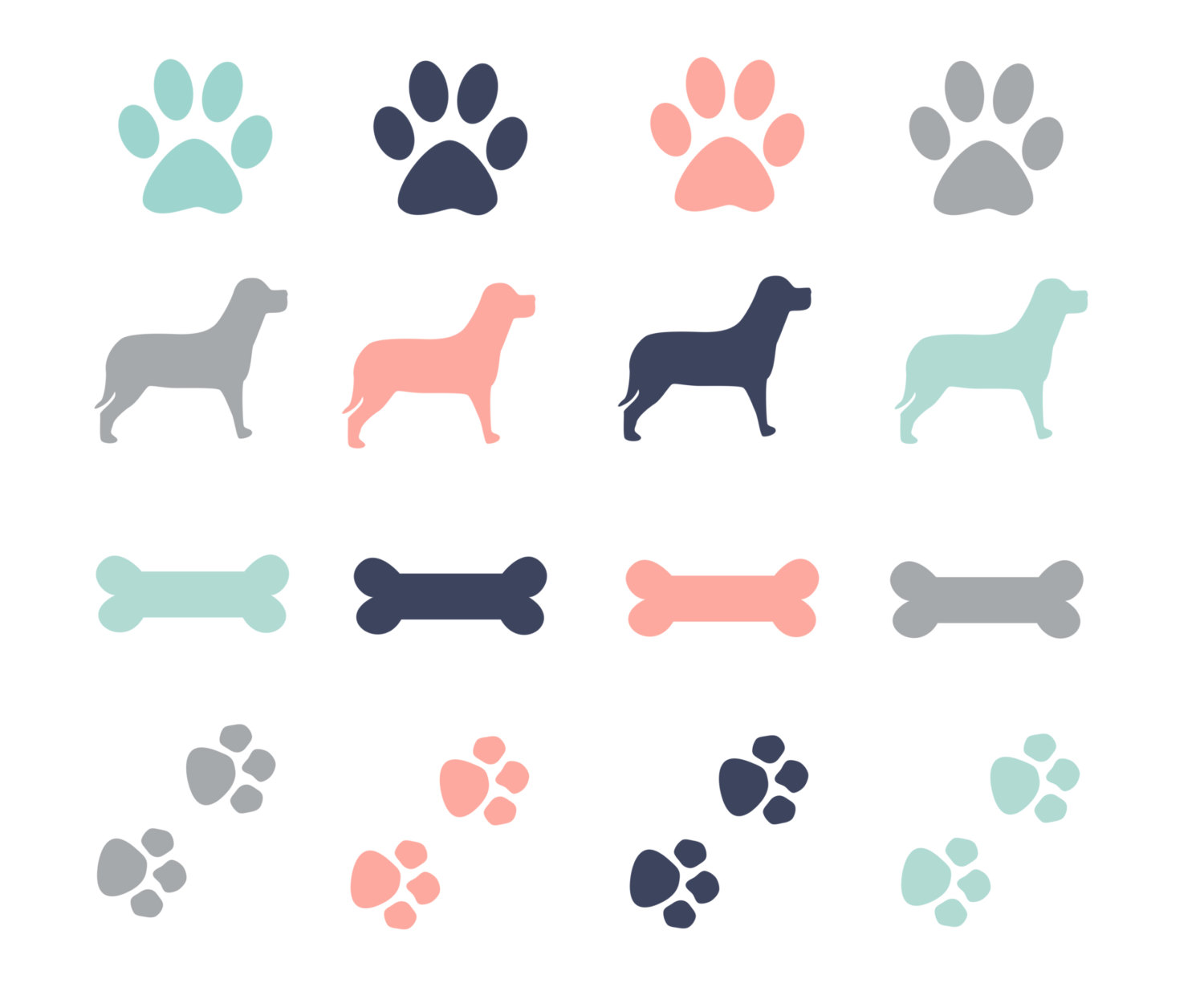 Dog paw digital download discoveries for paw prints from clip art