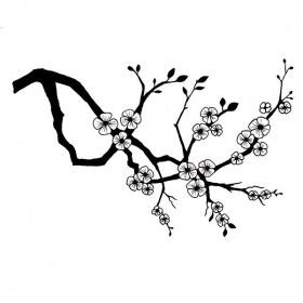 Gallery for black white cherry blossom clip art