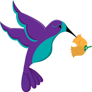 Hummingbird clipart image clip art illustration of a purple and
