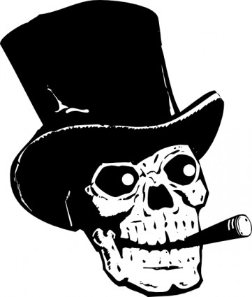 Skull with top hat and ccigar clip art free vector in open office